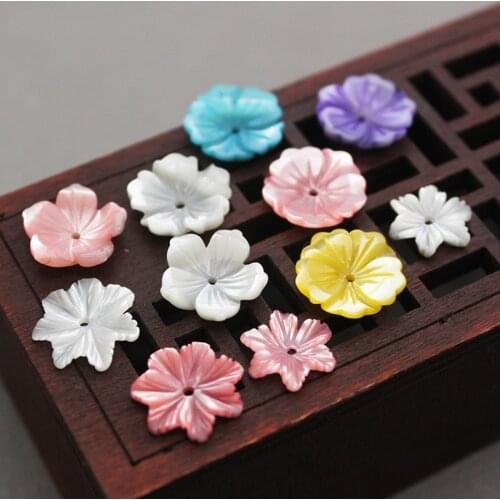 5pcs / bag natural mother-of-pearl dyed snowflake five-petal flower star jewelry making DIY hair clip earring jewelry accessory