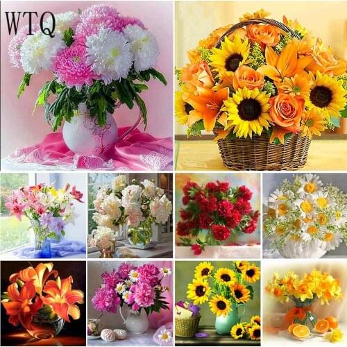 5D DIY Diamond Painting Flowers Peony Rose Mosaic Painting Full Round Drill Diamond Embroidery Cross Stitch Kits Home Decoration