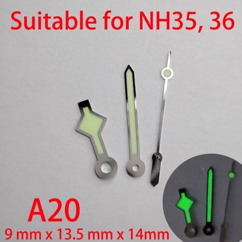 A20 suitable for NH35 watch pointers, watch accessories hand green/blue super luminous watch custom accessories NH36