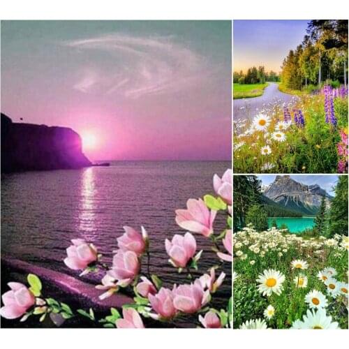 Diamond Mosaic Full Diamond Embroidery Landscape Sunset Pictures Of Rhinestones Home Decor 5D Diamond Painting Sea Cross stitch