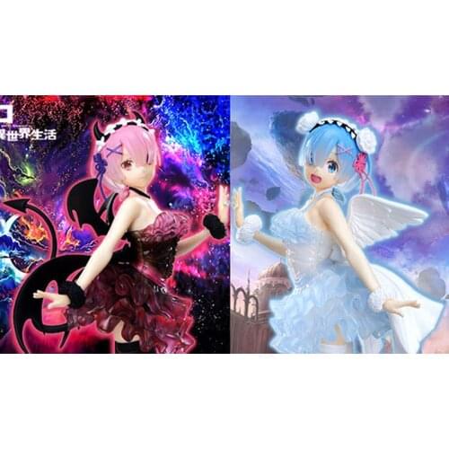 Re Zero Figure Angel Rem Demon Ram Anime Figure Girl Sexy PVC 23CM Action Figure Anime Kawaii Toy Office/Car Decoration Ornament