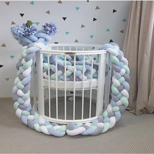 2.2M Length Baby Handmade Nodic Knot Newborn Bed Bumper Long Knotted Braid Pillow Baby Bed Bumper Knot Crib Infant Room Decor