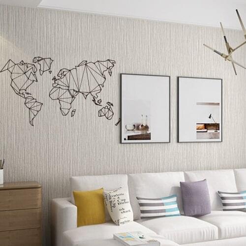 Large Size Geometric World Map Wall Sticker Vinyl Mural Removable Stickers Home Living Room Decoration Accessories Bedroo