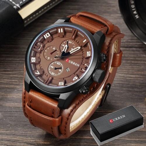 CURREN Top Brand Luxury Mens Watches Male Clocks Date Sport Military Clock Leather Strap Quartz Business Men Watch Gift 8225