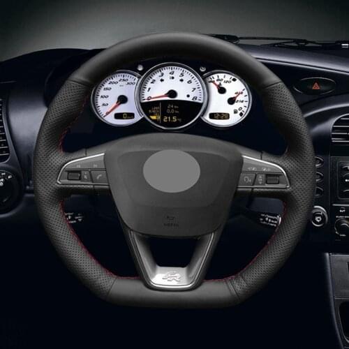 Black Artificial Leather Car Steering Wheel Cover for seat Leon Cupra R 2013-2019 Leon ST Cupra 2013-2019 Ateca Cupra 20