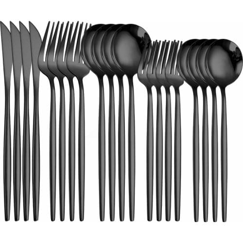 Black Stainless Steel Cutlery Set Knives Kitchen Dinnerware Tableware Set Western 20pc Gold Flatware Dinnerware Set Eco Friendly