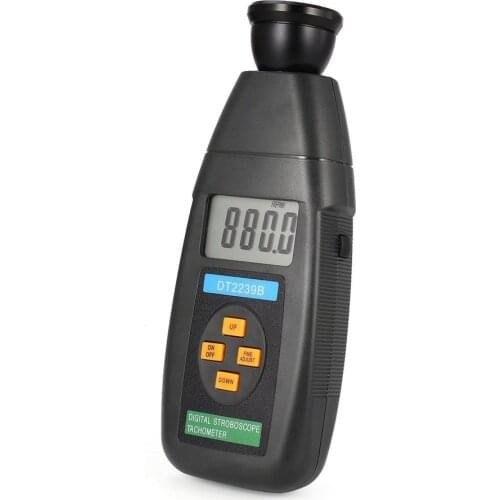 DT2239B Digital LCD Non-Contact Flash Stroboscope Tachometer Photoelectric Revolution Meter Speedometer Tester 60~19999RPM 5.0
