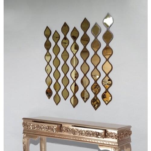 Water Drop Decorative Mirror Walnut Patterned Frame and Gold Mirror by MDM Design