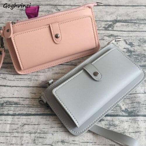 Wallets Women PU Leather Long Purse Card Holder Phone Pockets Carteira Hasp Elegant Students Chic Solid Simple Korean Style New