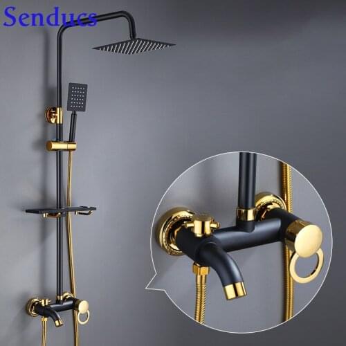 Electroplated Silver Gold Black White Bathroom Shower System Solid Brass Chrome Silver2 Handle Faucet Bathroom Shower Combo