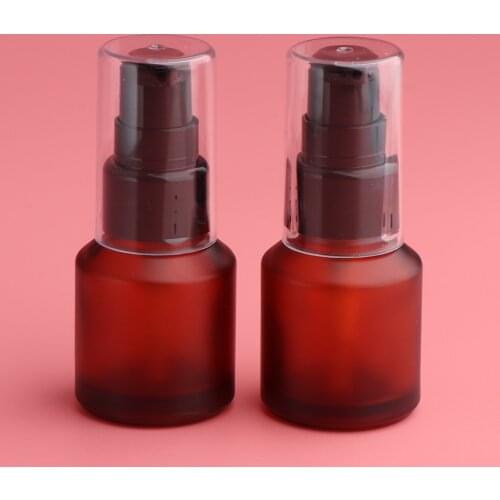 2 Pieces Empty Refillable Cosmetic Spray Dispenser Amber Glass Lotions Pump Bottle, Leak Proof, Nontoxic and Safety