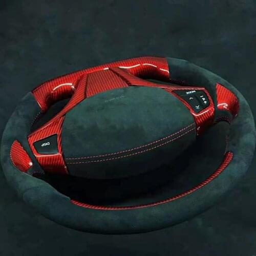 Racing Cuatomized Real Carbon Fiber Sports Steering Wheel Alcantara Leather compatible for Toyota Yaris L 2013-2021