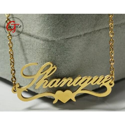 Goxijite Customized Name Necklace For Women Stainless Steel Heart Initial Letter Gold Choker Pendant Necklaces Best Gift