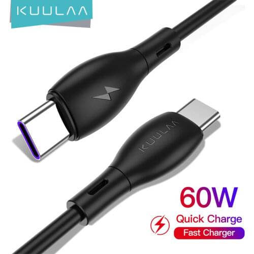 KUULAA USB Type C to USB C Cable PD 60W QC4.0 Fast Charging USB-C Cable For MacBook iPad Pro Samsung S10 Liquid Silicone Cable