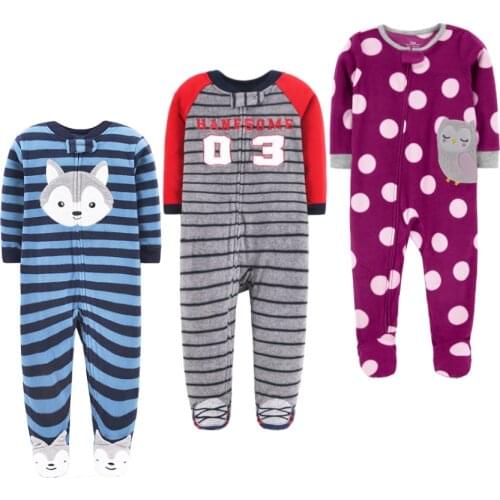 Warm Baby Rompers 2021 Spring Fall Micro Polar Fleece Hot Baby Pajamas Footed Infant jumpsuits Sleepwear 0/3-12M