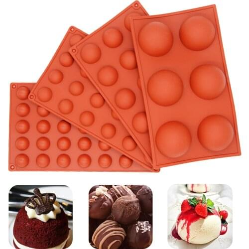 Round Shape Cake Mold Brown Half Ball Sphere Silicone Mold For Chocolate Pastry Baking Dessert Mould DIY Decorating Cake