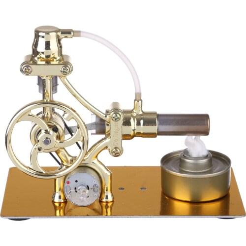 L-Type Single-Cylinder Stirling Engine Generator Model Science Experiment Educational Toy With LED Diode For Children - Golden