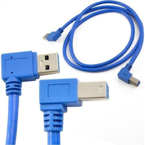 LBSC 3Ft USB 3.0 A male plug 90 degree right angle - USB 3.0 B male right angle Cable