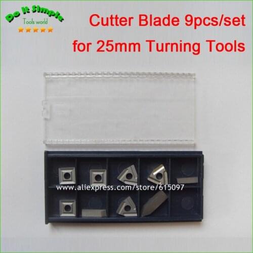 9pcs/set Blade for 25mm Hard Alloy Turning Tool, CNC Lathe Tool Kits Cutter , Durable Cutting Tools