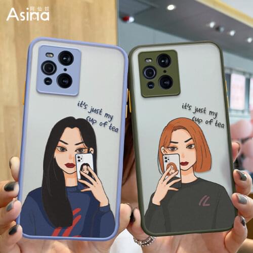 ASINA Matte Transparent Case For OPPO Find X3 Pro Lite Neo X2 Ins Hard PC Cover For OPPO Reno 5Z A94 A73 A15 A9 A32 Cool Girl