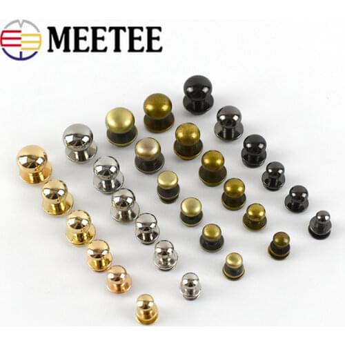 100pcs 4-8mm Round Head Screw Studs Metal Buckles Button Nail Rivet Wallet Belt Fastner Clasp DIY Leather Craft Bag Accessories