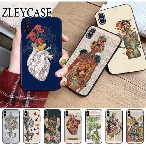 Human Anatomy Organ black Soft Phone Case For iphone x xs xr xsmax 11 12pro max 5s SE 2020 6splus 7 8plus 12mini Mobile Cases