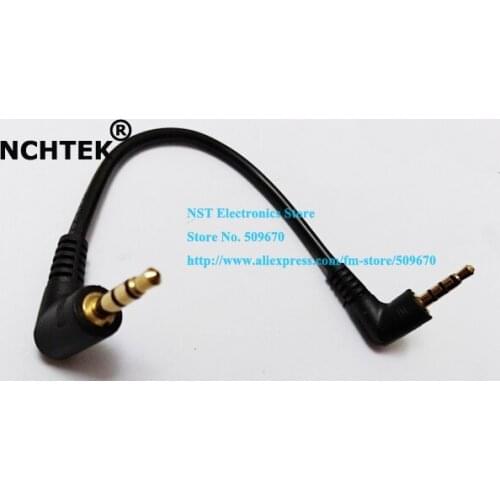 NCHTEK Dual 90 Degree Right Angled 3.5mm 4 Poles Audio Male to 3 Poles Male Extension Cable About 15CM/Free Shipping/10PCS