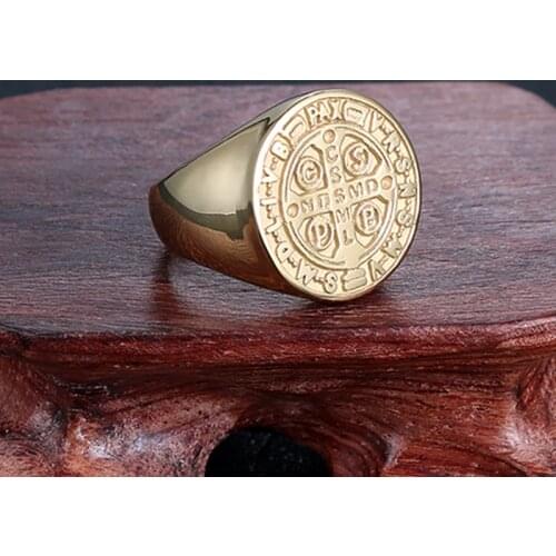 Stainless steel gold signet-ring for men steampunk seal rings wedding Big male ring 2020 rings fashion jewelry men Wholesale