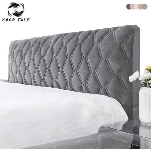 All-inclusive Soft Smooth Quilted Head Cover Thicken Velvet Headboard Cover Solid Color Bed Back Dust Protector Cover Bedspread