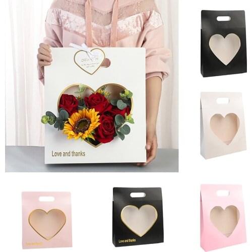 Love portable flower box creative rose flower shop flower arrangement box flower bundle packaging gift Empty box