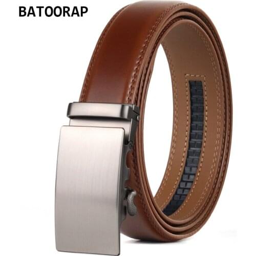 2021 Batoorap Genuine Leather Belt Automatic Buckle Mens Casual Brown Cowhide Luxury Belts 35MM Width Trouser Strap TZP-QS009