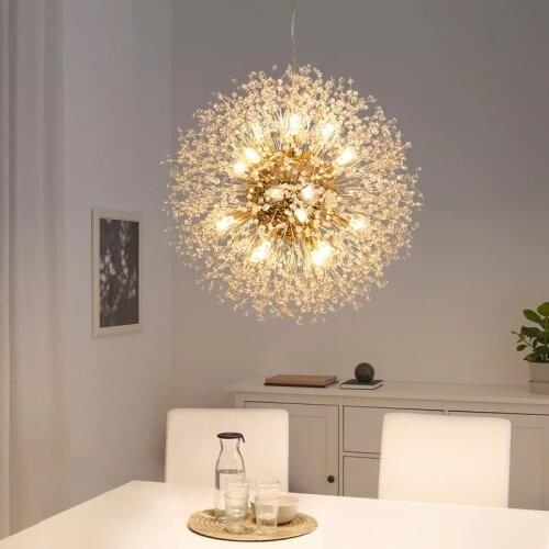 Nordic Style Modern Simple Living Room Light Luxury Crystal Lamp Dandelion Art Creative Restaurant Bar Chandelier
