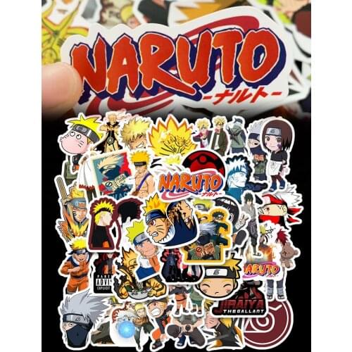 Naruto Stickers 50 Pcs /set Sasuke Kakashi Waterproof Moveable Sticker Anime Naruto Cool Luggage Notebook Stickers Gift For Kids