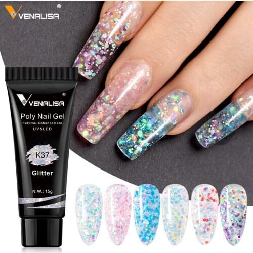 Venalisa 15ml Poly Nail Gel Color Change Opal Jelly Gel Extension Nail Art Builder Clear Camouflage Gel Platinum Color Nail Gel