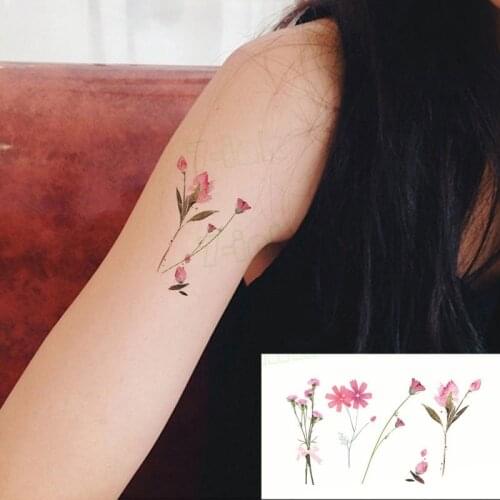 Waterproof Temporary Tattoos Sticker Cute Sexy Lavender Flower Leave Loli Gun Art Tattoo Water Transfer Fake Tatoo Flash Tatto