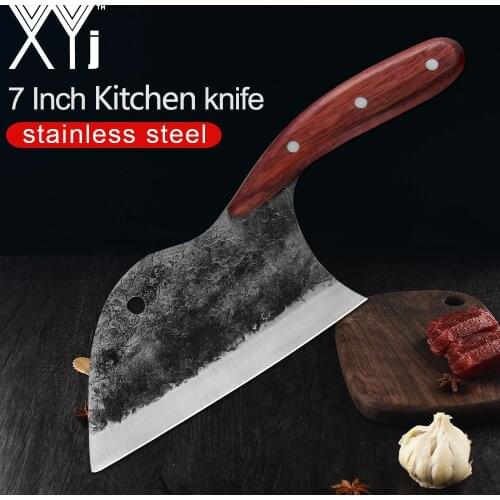 XYj 7 Inch 5cr15 Stainless Steel Forged Handguard Pointed Full Tang Handle Kitchen Knife Durable Cooking Slicing Cutting Tool