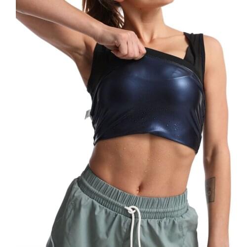 Women Sauna Suit Sweat Vest Body Shaper Weight Loss Waist Trainer Blue Ion Coating Slimming Tops Workout Shapewear Sleeveless
