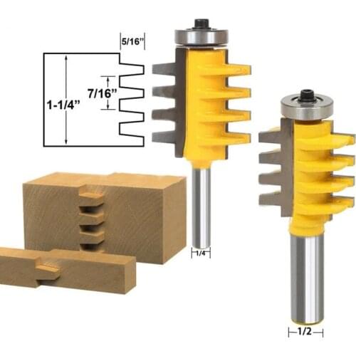 1pc 1/2" 1/4" shank Brand New Shank Bevel Teeth Adjustable Finger Joint Router Bit Tenon Cutter Industrial Grade for Wood Tool