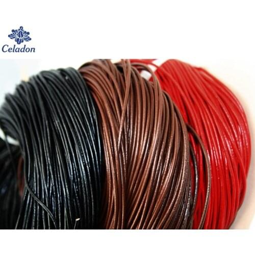 1Meter 1mm 100% Genuine Leather Round Long Cord Jewelry Findings beading String Rope for DIY fashion Bracelet Necklace Making
