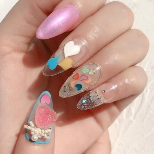 10pcs Sweet Fudge DIY Decorations Soft Heart Star Lovely Candy Jelly Sugar Nail Jewelry UV Gel Nail Art Accessories Ornaments