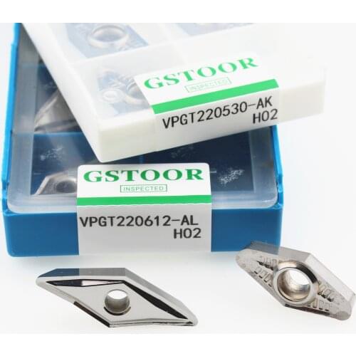 10PCS VPGT220530 AK H02 VPGT220612 AL H02 Aluminum Turning Inserts Carbide Blades Lathe Cutter Tool Parts