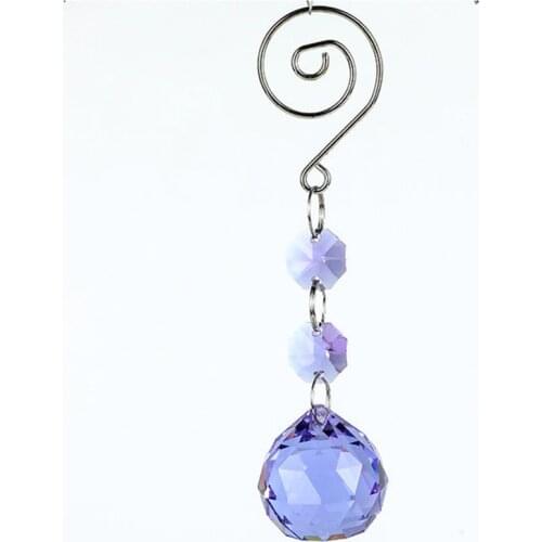 5.1" (H) 6pcs Purple Crystal Octagon Beads With One Glass Faceted Ball For chandeliers Pendants/ Christmas Tree Decoration