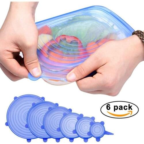 6pcs/set Universal Silicone Lids Durable Reusable Food Save Cover Keeping Fresh Seal Cooking Kitchen Accessories Fits All Shapes