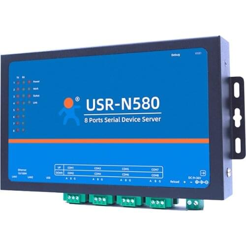 8 Serial Port RS485 To Ethernet Converter IOT Device Server USR-N580 Support Modbus