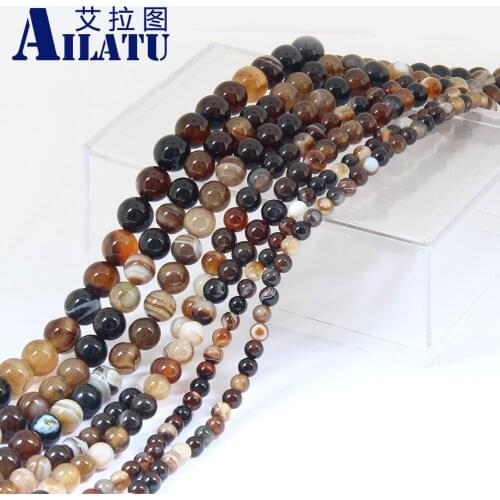 Ailatu High Grade Natural Brown Carnelian Round Gem Onyx Stone Beads 15" Strand 6 8 10 12 14MM Pick Size For Jewelry Making