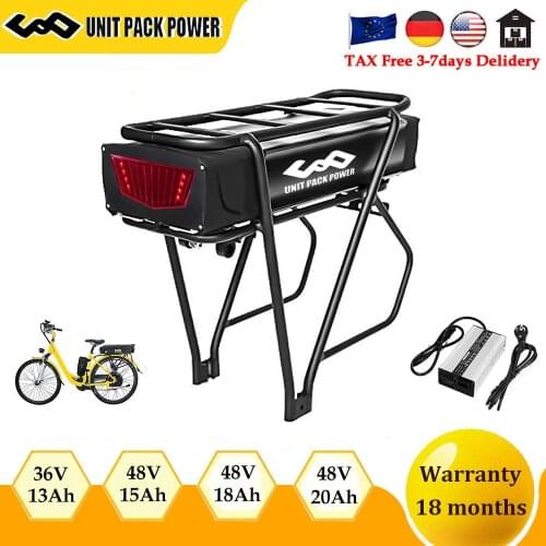 Rear Rack Ebike Battery Pack 48V 20AH Electric Bicycle 18650 Lithium Batteries EU US Stock for Bafang BBS02 1000W 750W Motor