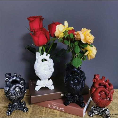 Anatomical Heart Shape Flower Vase Nordic Style Flower Pot Art Vases Sculpture Desktop Plant Pot for Home Decor Ornament Gifts