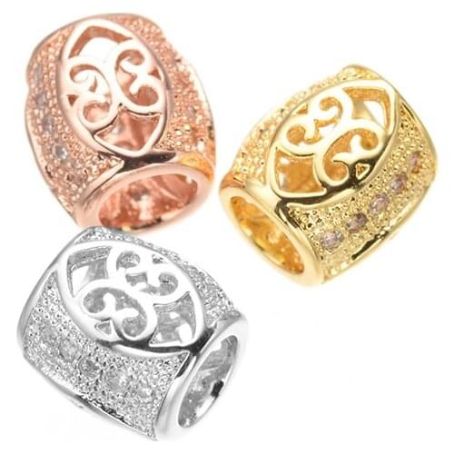 JUYA Flower Pattern Hollow out spacer beads micro pave Charms ball for Jewelry making women jewelry