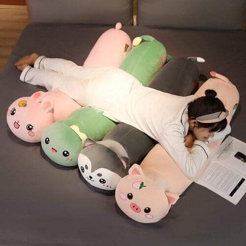 Dinosaur Husky Rabbit Pig Soft Animals Plush Toy Long Sleeping Pillow Cartoon Kawaii Doll for Children Girlfriend Birthday Gifts