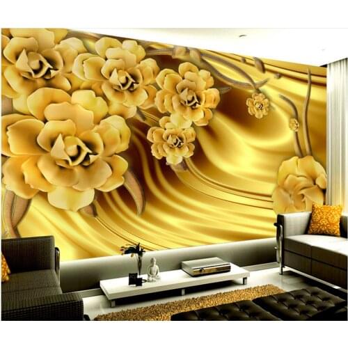 Home Decoration wall mural photo wallpaper Luxury gold silk peony flower 3d bathroom wallpaper